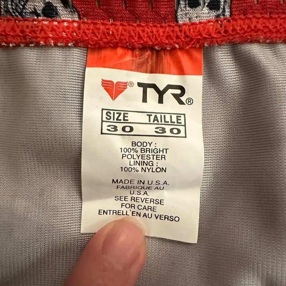 TYR Red White Skull Drawstring Swimming Trunks Size 30 Summer Beachwear
